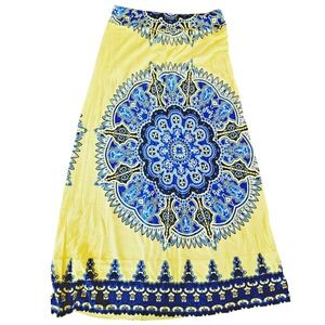 Beach INC‎ S Women's Maxi Skirt Swm Cover Yellow/Navy/Mandella - Size Small